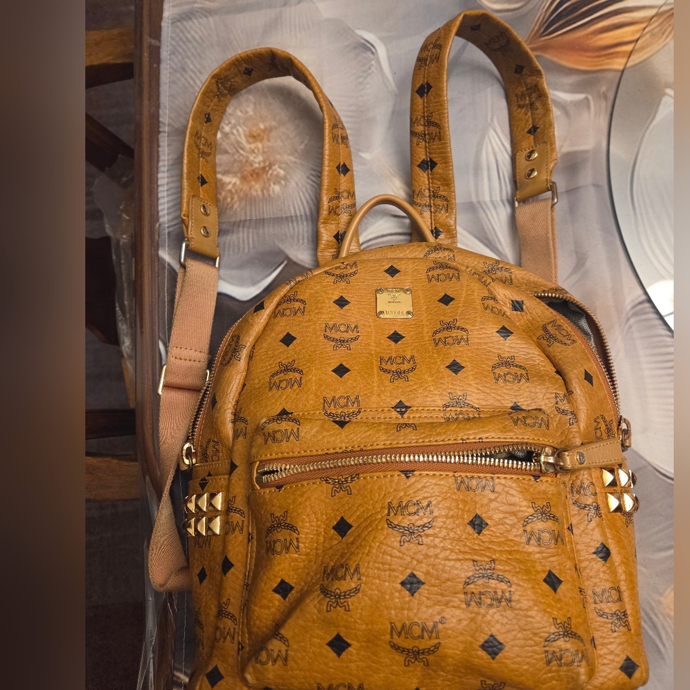 MCM Tan Leather Backpack